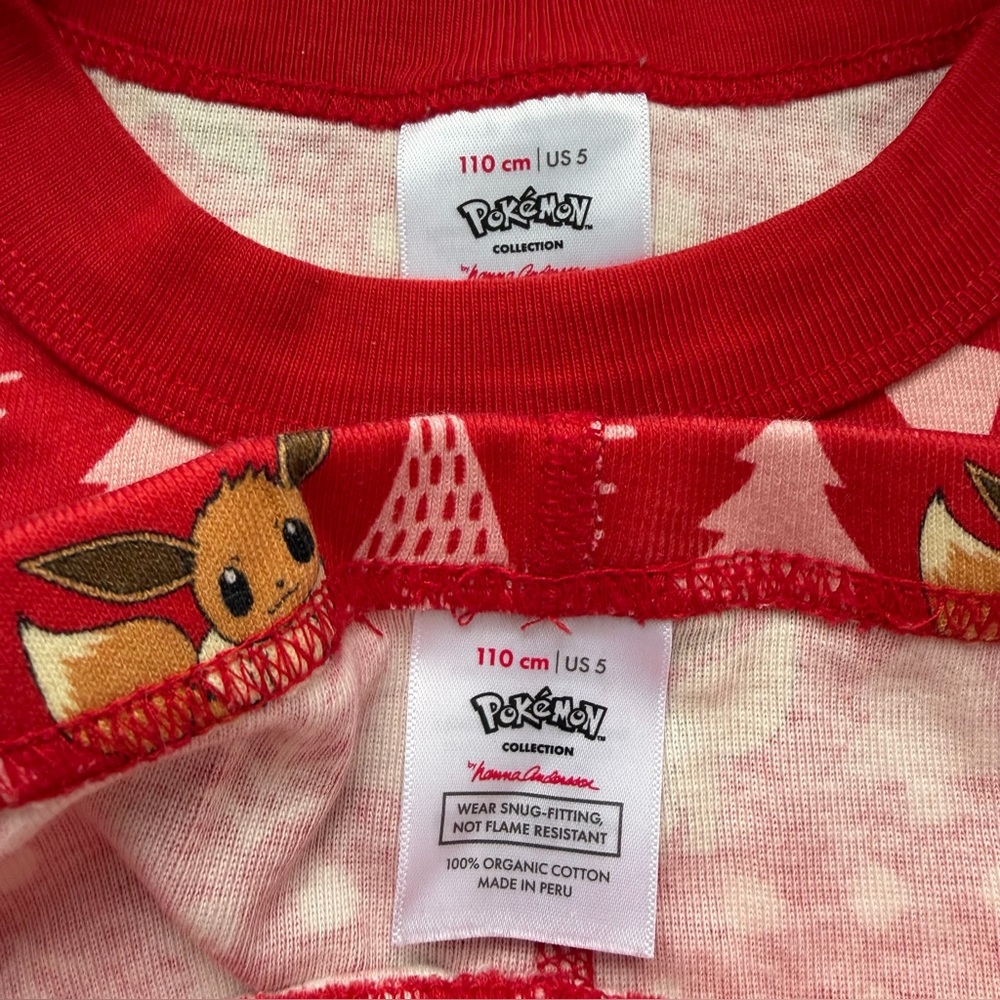 Hanna Andersson | Kids Pokémon Eevee Holiday Pajamas Long Johns 110cm NWOT - Picture 4 of 5
